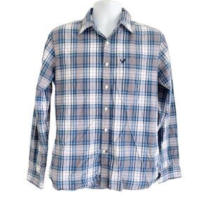 American eagle men’s plaid, athletic fit button down shirt